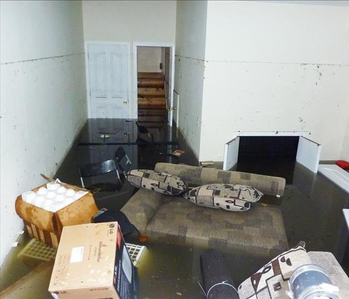 Room with severe flooding.